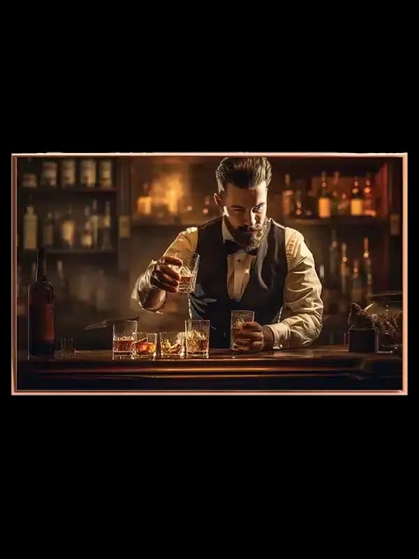 Bartender Med Whisky Plakat