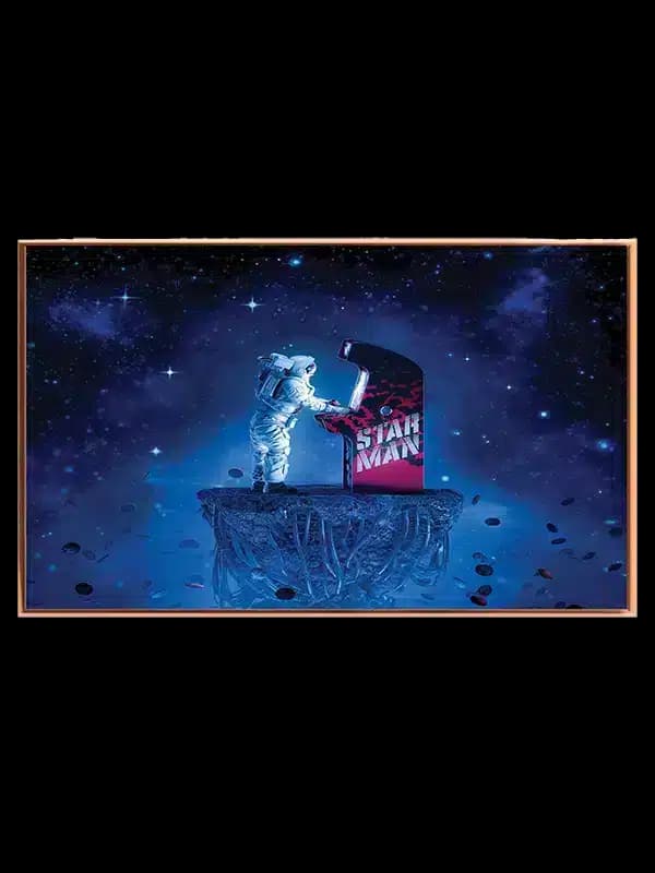 Astronaut ved Space Invaders