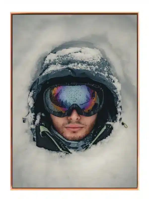 Snowboarder i Sne med Goggles