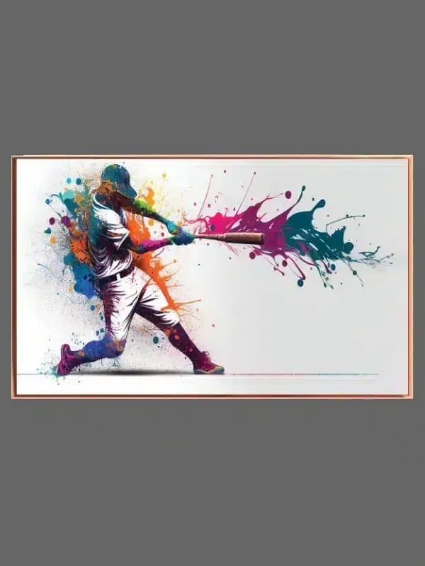 Farverig Baseballspiller i Fart
