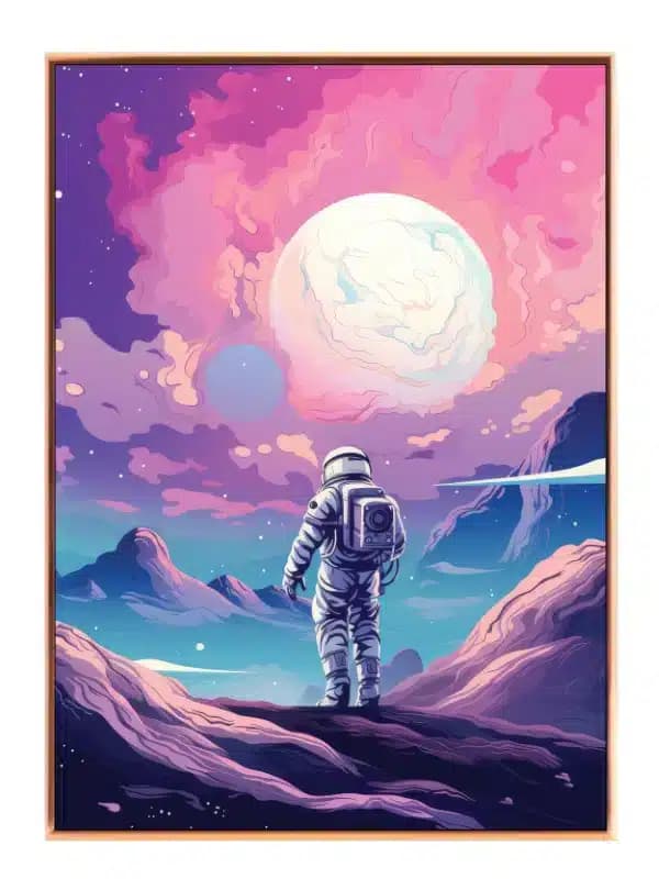 Astronaut Under Rosa Måne