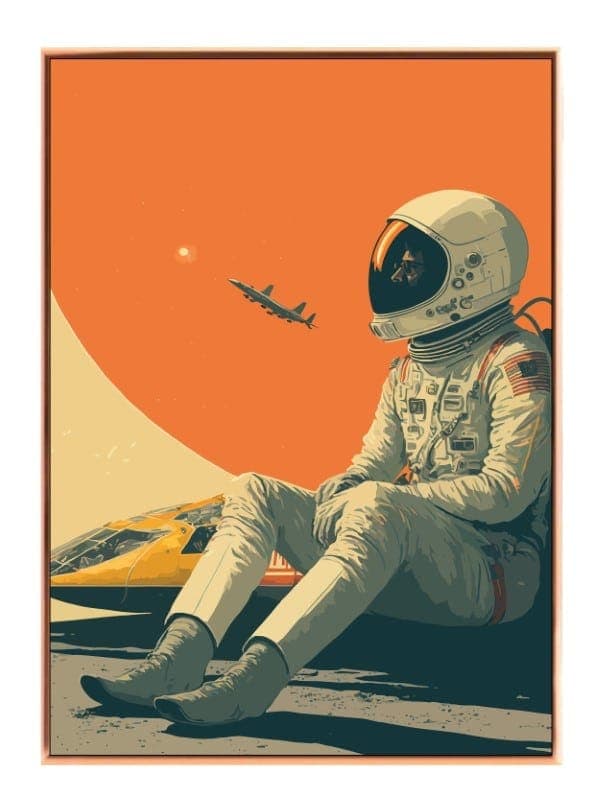 Astronaut ved Orange Himmel