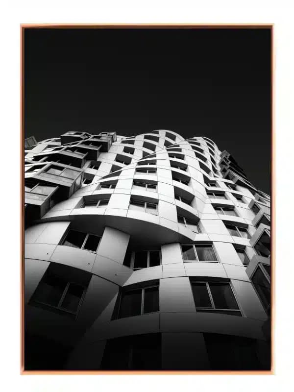 Bølgende Facade i Sort-hvid