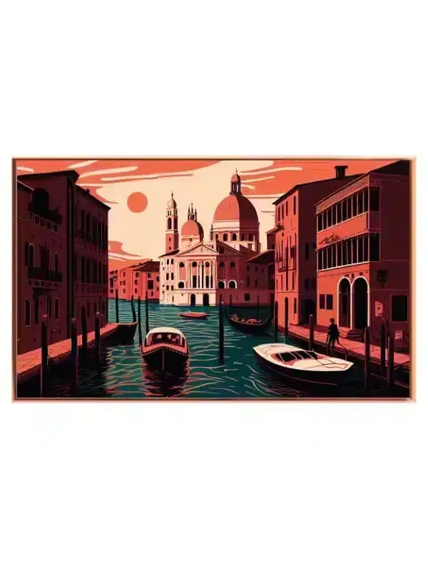Venice Canal Sunset Scene