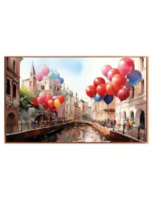 Colorful Balloon Canal Scene