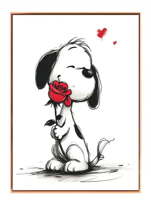 Playful Puppy With Rose Plakat