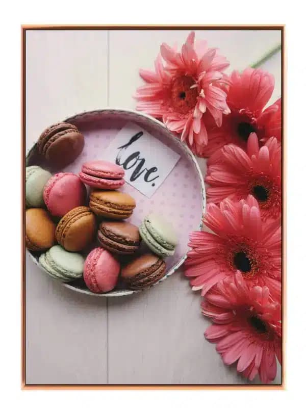 Makroner blomster skål med typografi mønster