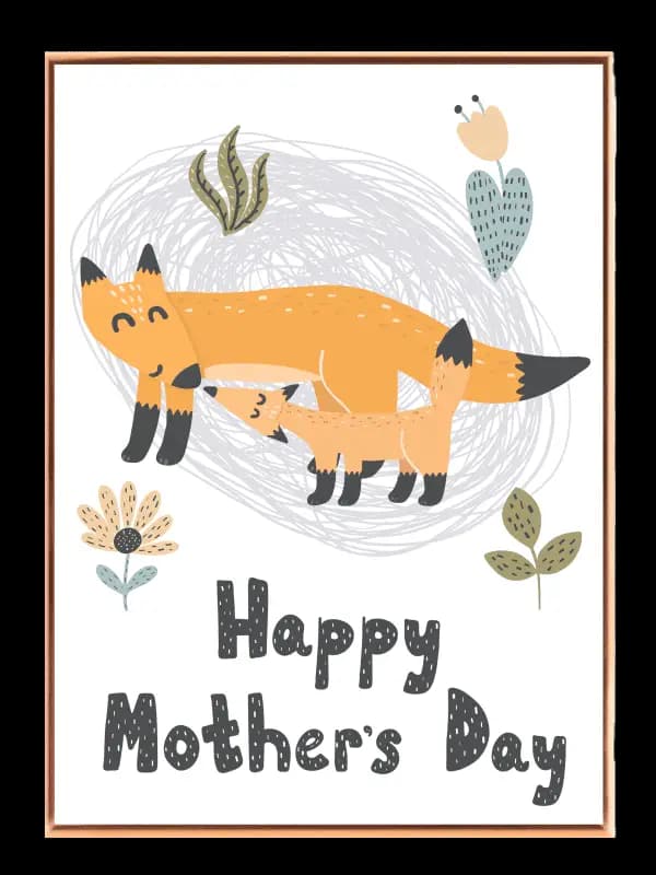 Happy Fox Family Illustration Plakat