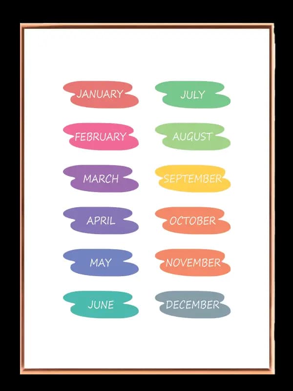 Playful Colorful Months Chart Plakat