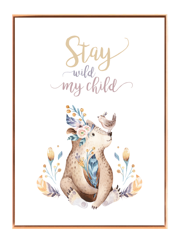 Gentle Bear With Bird Plakat