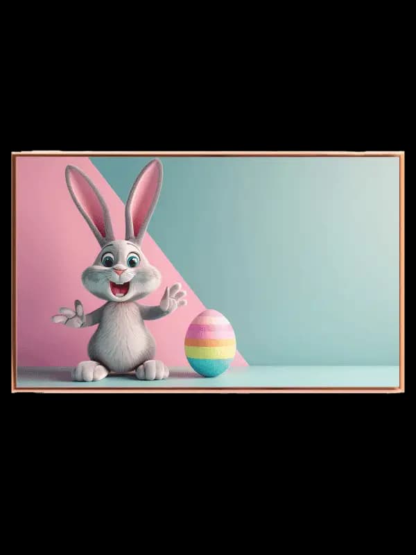 Playful Bunny And Rainbow Egg Plakat