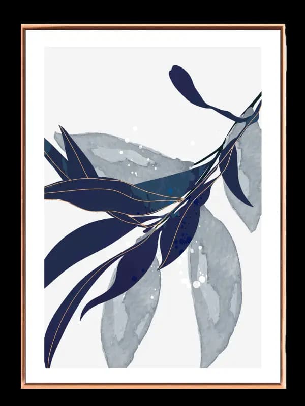 Indigo Leaf Silhouettes Plakat