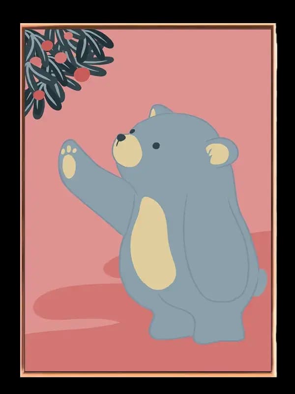 Playful Bear Reaching Berries Plakat