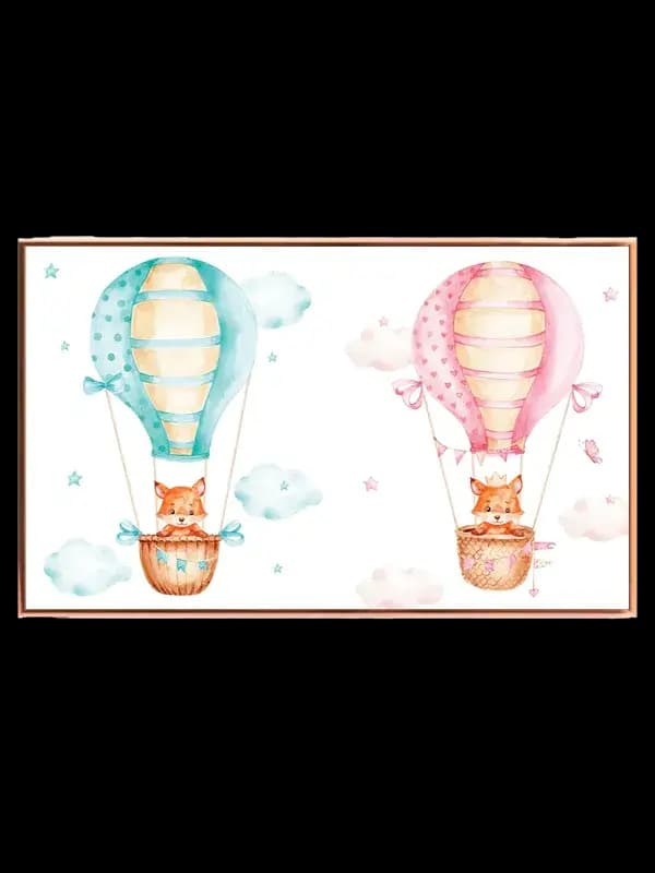 Playful Fox Hot Air Balloon Plakat
