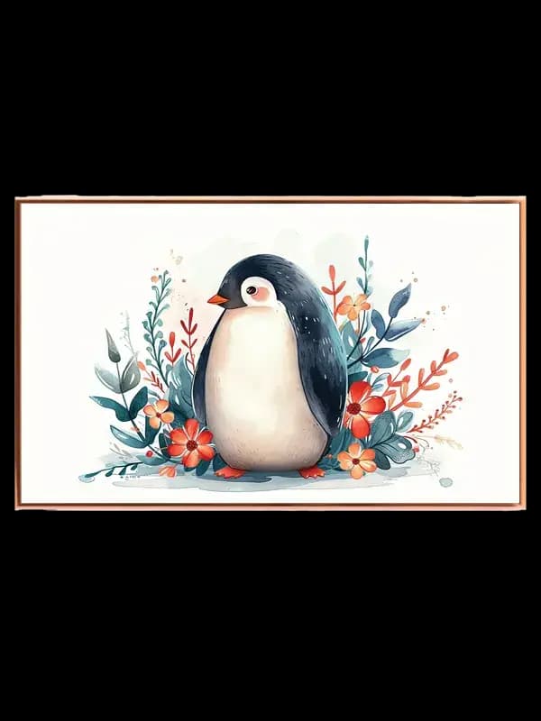 Gentle Penguin Floral Friend Plakat
