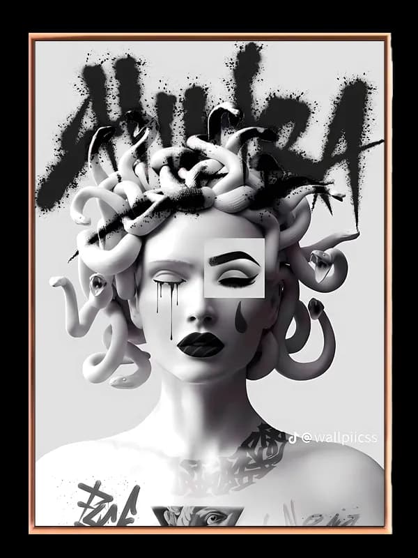 Monokrom Medusa med Graffiti