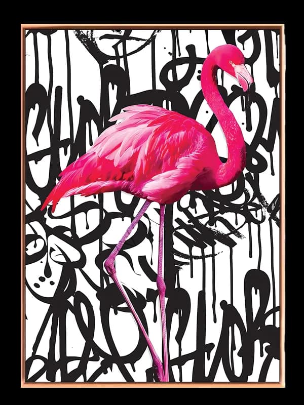 Pink Flamingo med Graffiti