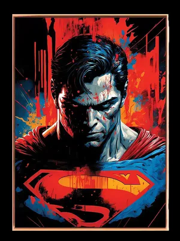 Superman Portræt med Farvesprøjt