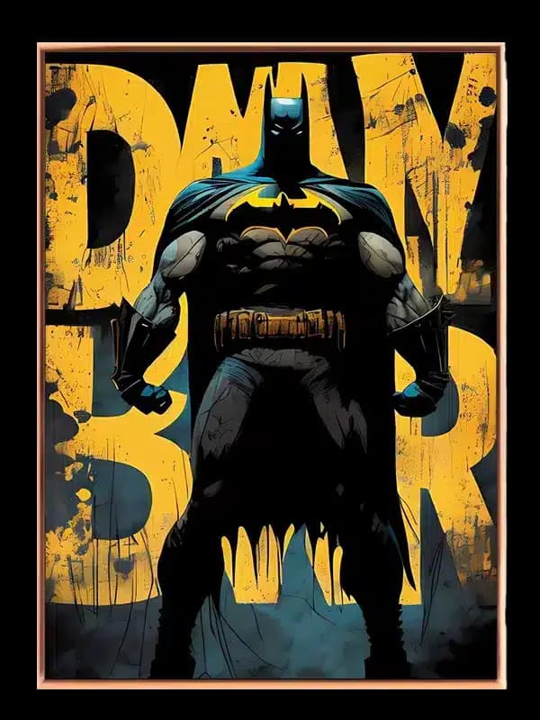 Batman Silhuet med Gul Typografi