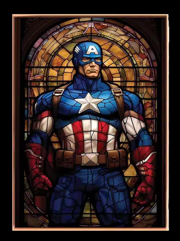 Captain America Glasmaleri Portræt