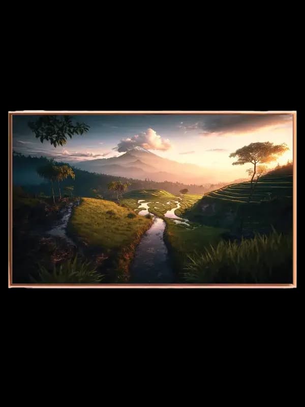 Terrasserede Marker Ved Solnedgang Plakat