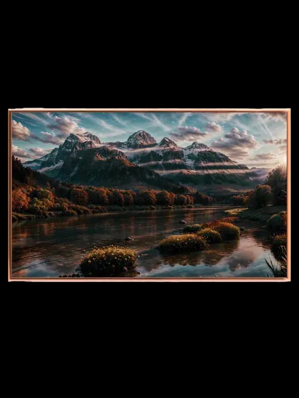 Bjerglandskab Ved Solnedgang Plakat