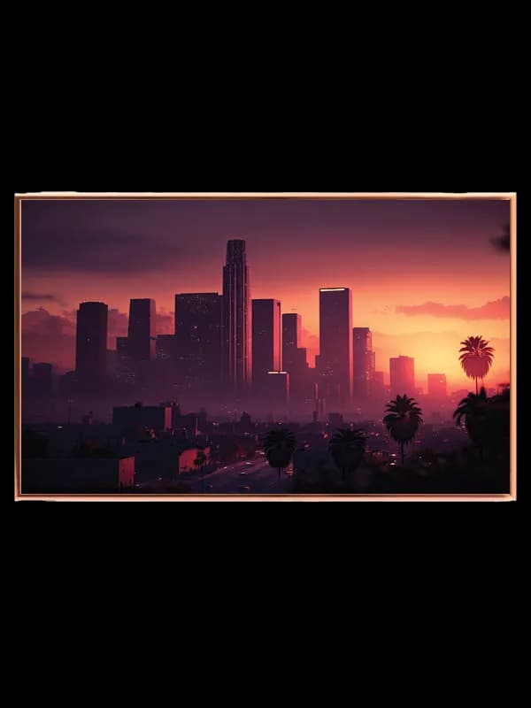 Solnedgang Over Downtown Skyline