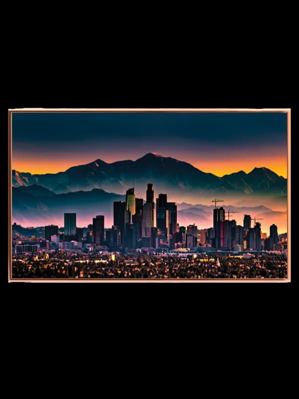 Storby Skyline ved Solnedgang