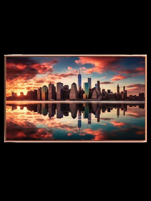 Manhattan Skyline ved Solnedgang