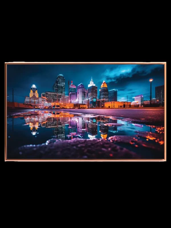 Neonlys Over Byens Skyline