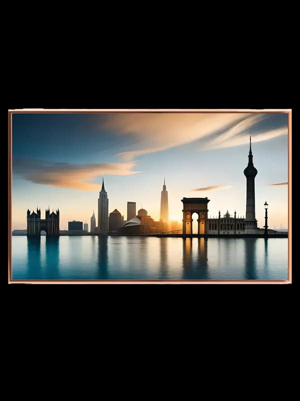 Solnedgang Over Futuristisk Skyline