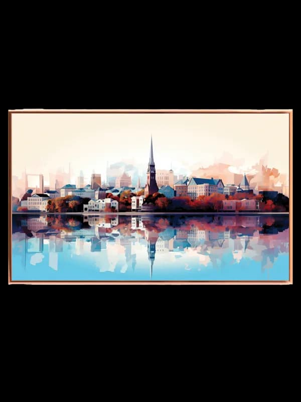 Akvarel Skyline med Kirkespir