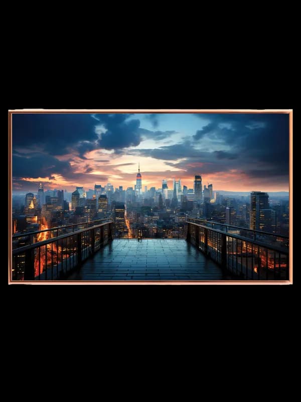 Grafisk New York Skyline ved Solnedgang