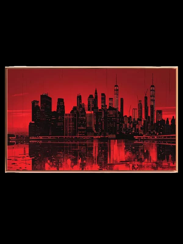 Rød Storby Skyline Refleksion