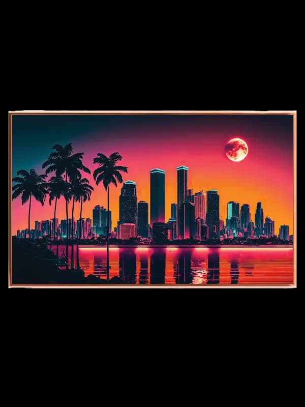 Neon Skyline ved Solnedgang