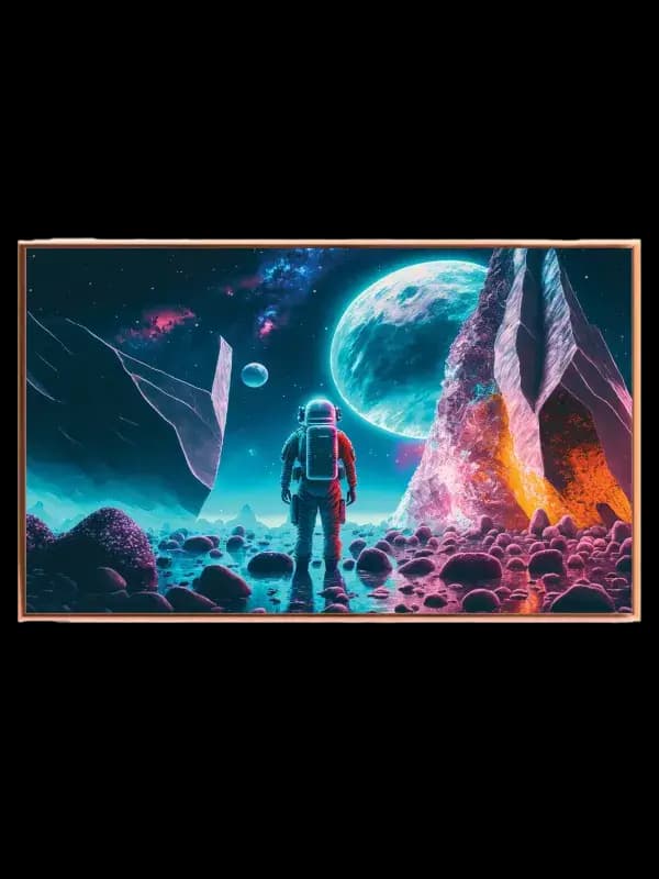 Astronaut ved Neonfremmed Klippe