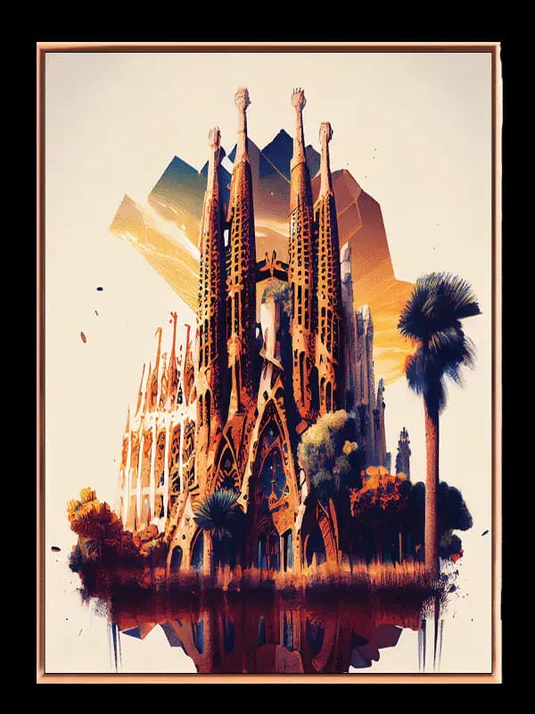 Farvestrålende Barcelona Katedral Illustration