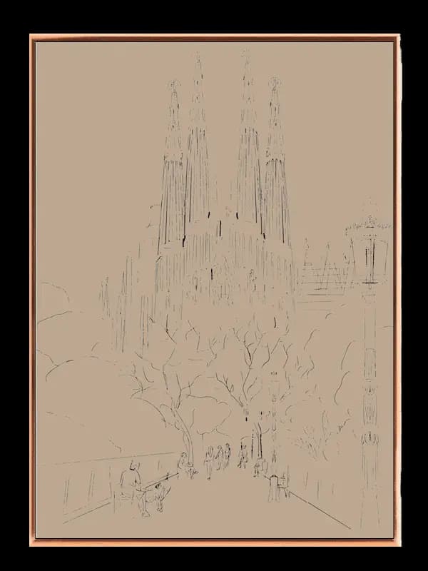 Barcelona Urban Sketch Artwork