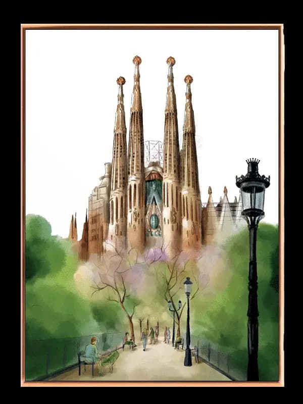 Barcelona Architectural Landmark Illustration