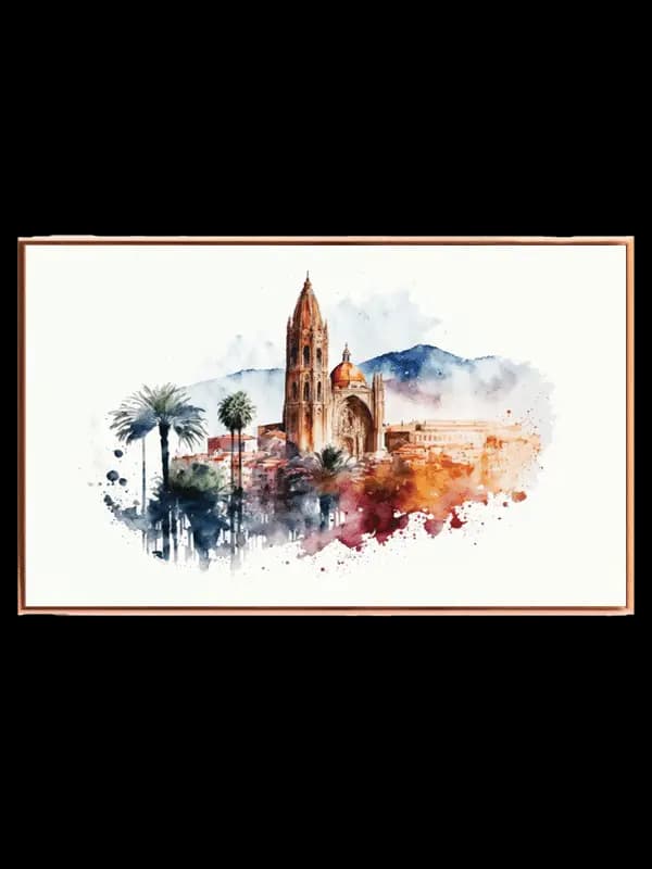 Barcelona Watercolor Cityscape Art