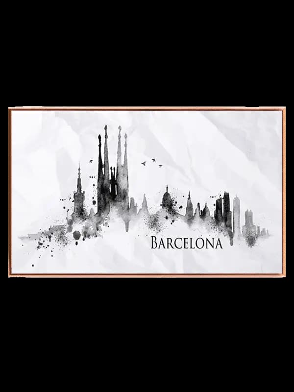 Barcelona Skyline Ink Illustration