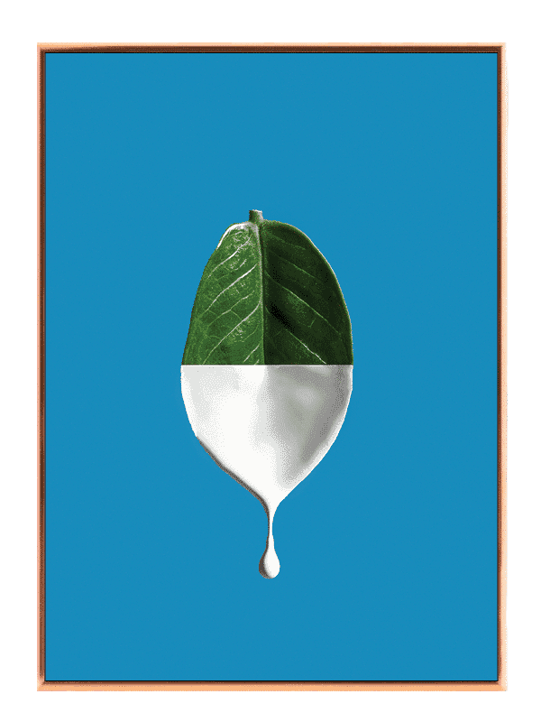 Blad dråbe væske med minimalisme farveflade