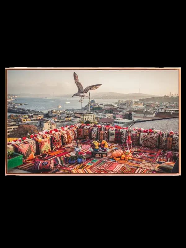 Farverig Tagterrasse Udsigt Istanbul