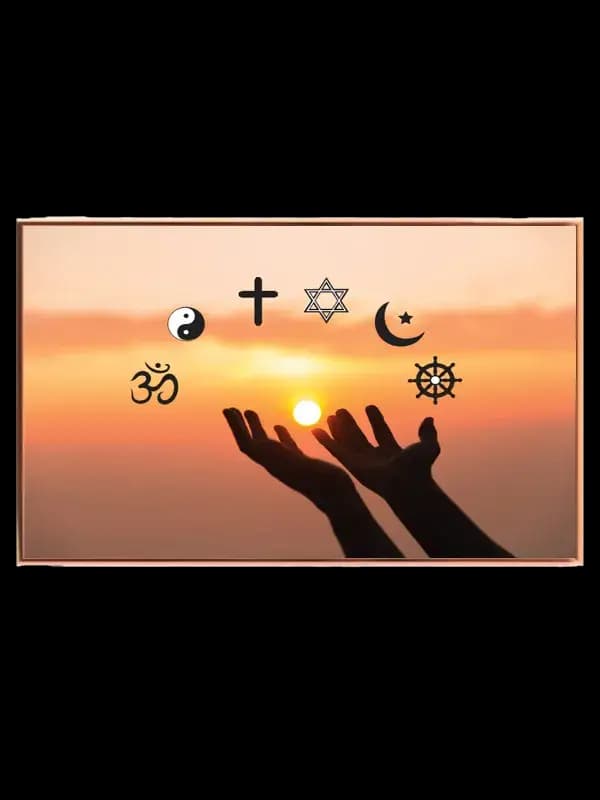 Solnedgang med Spirituelle Symboler