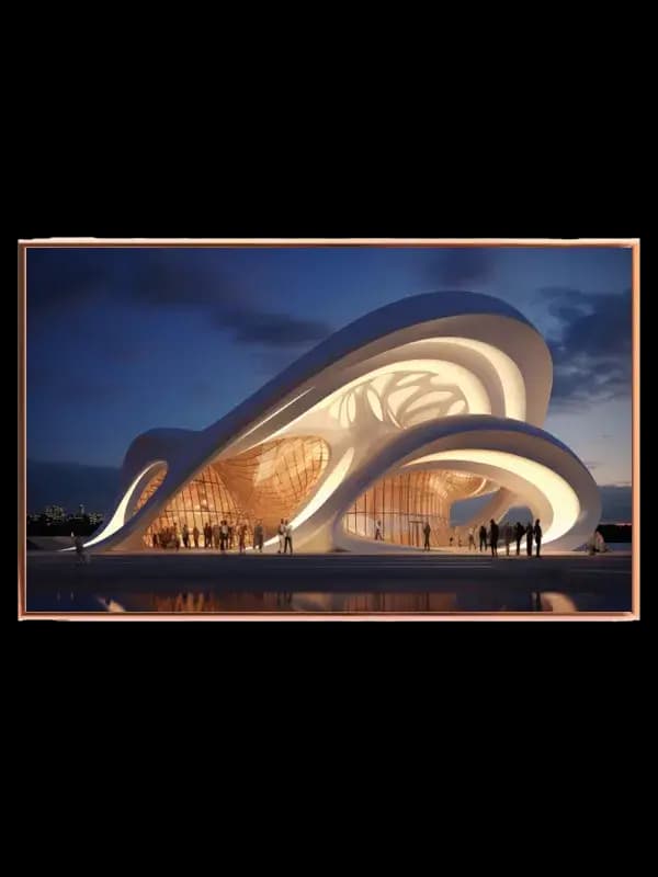 Futuristisk Arkitektur i Aftenlys