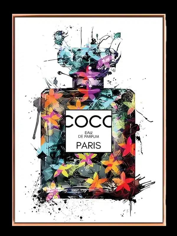 Parfumeflaske blomster tekst med collage typografi