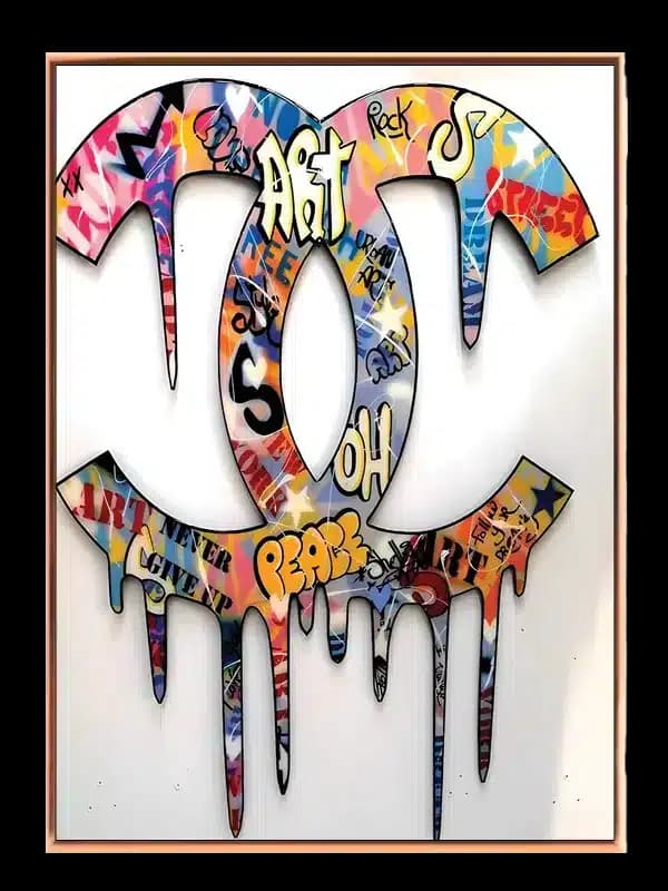 Logo graffiti malingdryp med typografi collage