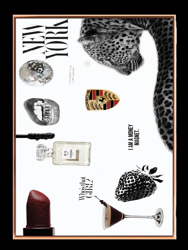 Leopard jordbær læbestift cocktailglas med collage