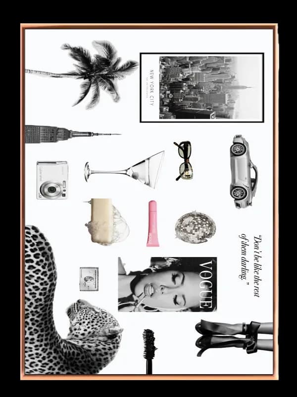Leopard palme bil bysilhuet med collage