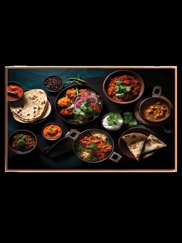 Curry naan skåle krydderurter med anretning